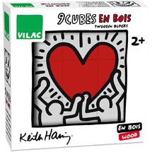 9 wooden blocks Keith Haring V9227 Vilac 1