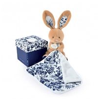 Rabbit soft toy with comforter - Navy blue DC4016 Doudou et Compagnie 1