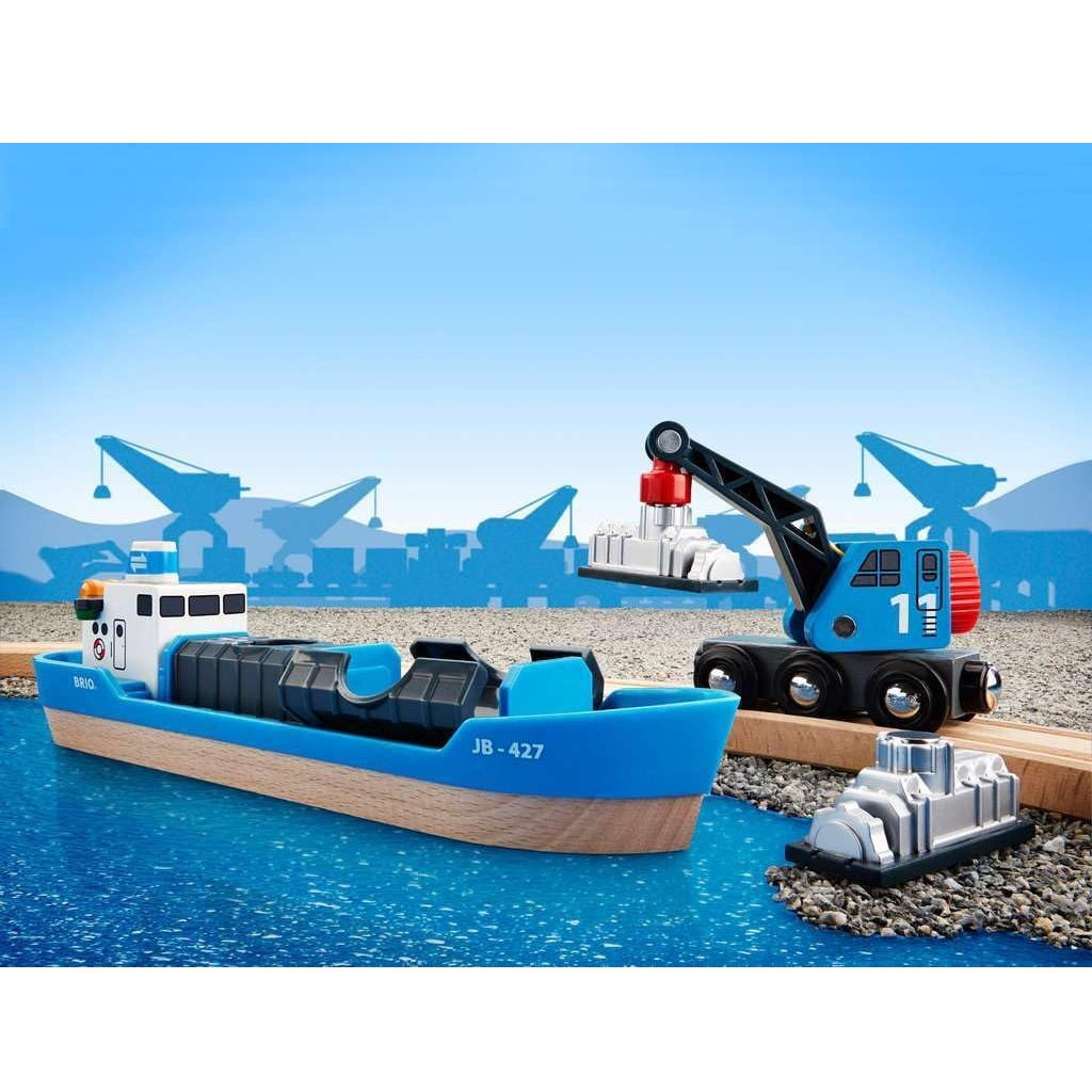 HOゲージ コンテナ 5個 とBRIO 大型 クレーン 33698 緑のクレーンワゴン | ブリオ