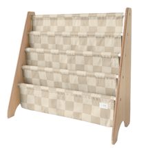 Beige checkerboard recycled fabric book rack EFK-107-016-020 3 Sprouts 1