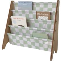 Green checkerboard recycled fabric book rack EFK-107-016-021 3 Sprouts 1