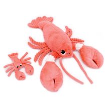 Lobster plush toy mother and her coral baby DE75601 Les Déglingos 1
