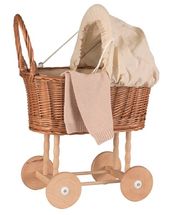 Wicker pram with knitted blanket EG520067 Egmont Toys 1