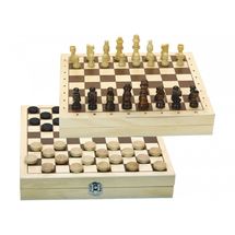 Chess and Checkers in wooden box JJ66440 Jeujura 1