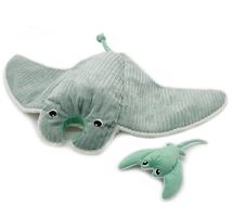 Plush Ptipotos Manta ray mom and baby mint DE74400 Les Déglingos 1