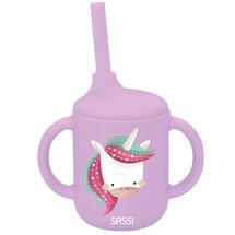 Cup with silicone straw - Sparkly the unicorn SJ-SI0801 Sassi Junior 1