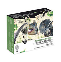 Box of 3 dinosaur puzzles and posters V9626 Vilac 1
