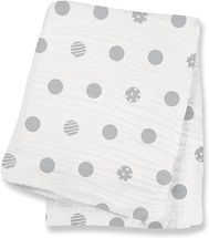 Cotton muslin swaddle - Grey peas LLJ-121-000-018 Lulujo 1