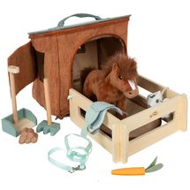 Horse with stall and accessories brown LE12871 Small Foot company 1