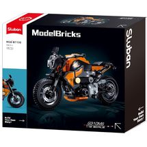 Model Bricks - Orange motorcycle SL-M38-B1130 Sluban 1