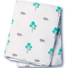 Maxi muslin wrap - Aqua hippo LLJ-121-000-002 Lulujo 1