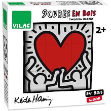 9 wooden blocks Keith Haring V9227 Vilac 1