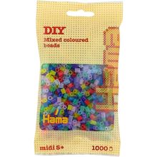 Bag of 1000 plastic beads Midi Transp mix HAMA-207-53 Hama 1