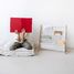 Beige gingham recycled fabric book rack EFK-107-016-017 3 Sprouts 2