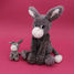 Donkey plush toy mother and her grey baby DE76030 Les Déglingos 8