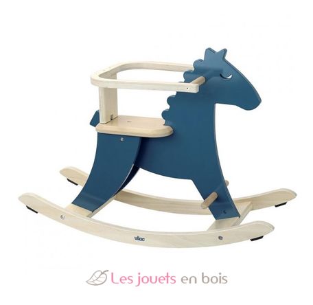 Hudada Blue Rocking Horse with protective arch V1129B Vilac 1
