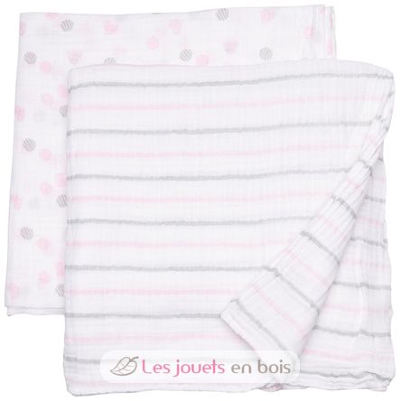 Pack 2 maxi muslin swaddle + clips LLJ-121-009-001 Lulujo 3