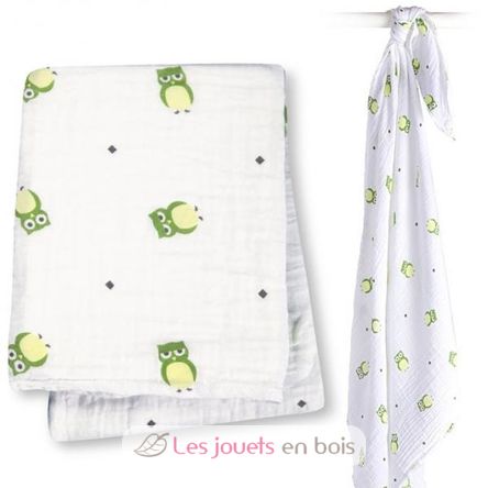 Maxi muslin wrap - Green owl LLJ-121-000-003 Lulujo 2