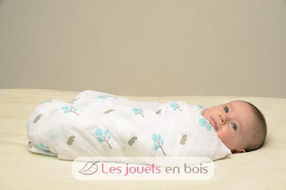 Maxi muslin wrap - Aqua hippo LLJ-121-000-002 Lulujo 2