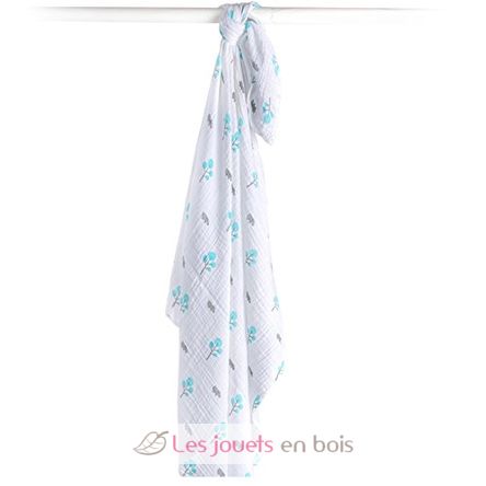 Maxi muslin wrap - Aqua hippo LLJ-121-000-002 Lulujo 3