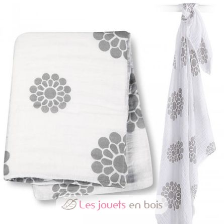 Maxi muslin wrap - Grey flowers LLJ-121-000-004 Lulujo 2