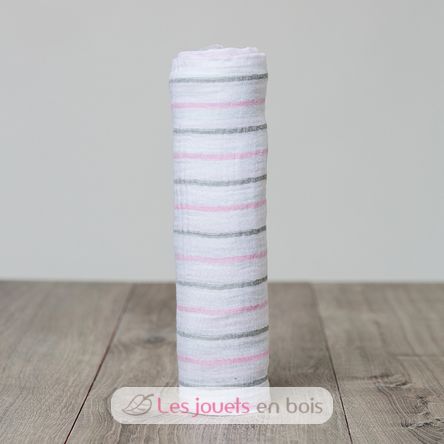 Cotton muslin swaddle - Pink stripes LLJ-121-000-020 Lulujo 4