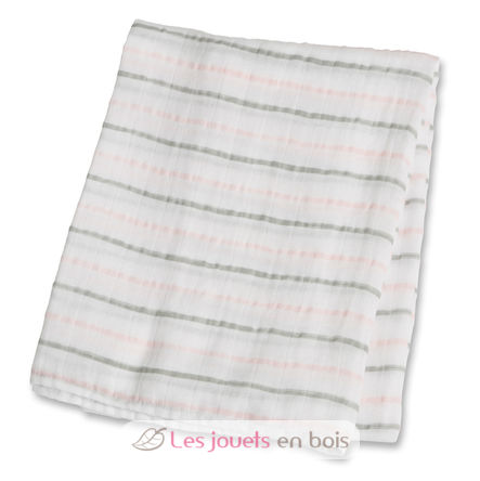 Cotton muslin swaddle - Pink stripes LLJ-121-000-020 Lulujo 1
