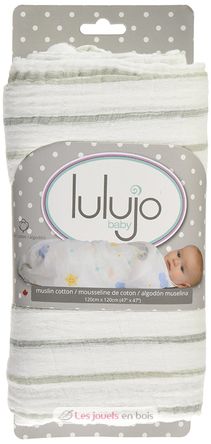 Cotton muslin swaddle - grey stripes LLJ-121-000-023 Lulujo 5