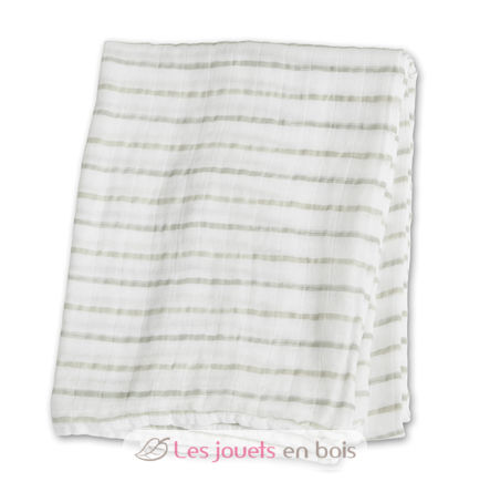 Cotton muslin swaddle - grey stripes LLJ-121-000-023 Lulujo 1