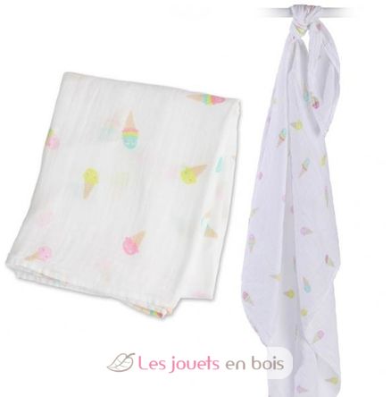 Cotton muslin swaddle - Ice cream LLJ-121-000-025 Lulujo 2