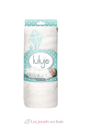 bamboo muslin swaddle - Aqua kite LLJ-121-005-001 Lulujo 4