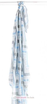 bamboo muslin swaddle - Blue Chevron LLJ-121-005-005 Lulujo 2