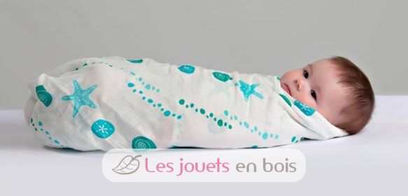 bamboo muslin swaddle - Seaside LLJ-121-005-007 Lulujo 4