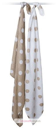 Muslin swaddle set - Cream Polka Dots LLJ-121-013-004 Lulujo 3