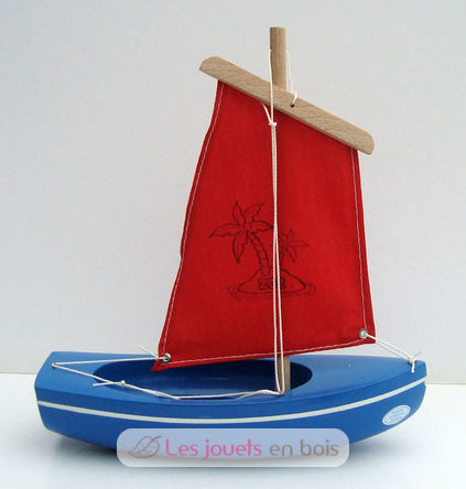 Blue wooden sailing boat TI202CBVR Tirot 1