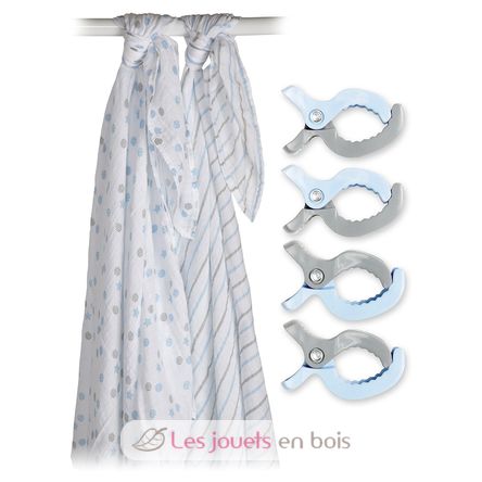 Pack 2 maxi muslin swaddle + clips LLJ-121-009-003 Lulujo 2