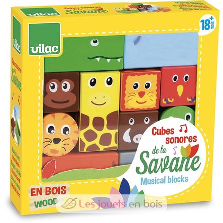 sound cubes savannah animals VI2101-4456 Vilac 1