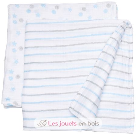 Pack 2 maxi muslin swaddle + clips LLJ-121-009-003 Lulujo 3