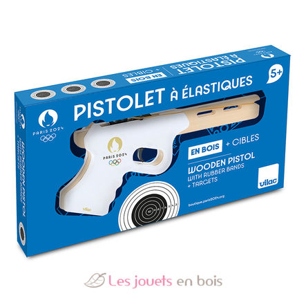 Wooden pistol with rubber bands Paris 2024 V240500 Vilac 6