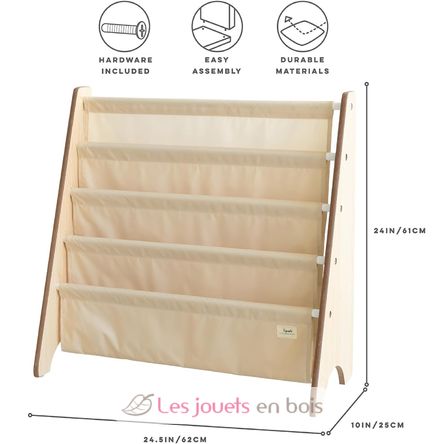 Beige recycled fabric book rack EFK-107-016-019 3 Sprouts 4