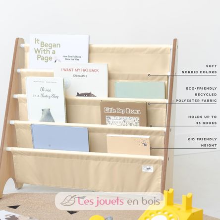 Beige recycled fabric book rack EFK-107-016-019 3 Sprouts 5