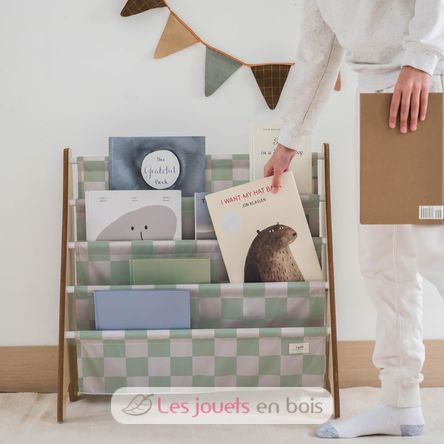 Green checkerboard recycled fabric book rack EFK-107-016-021 3 Sprouts 2