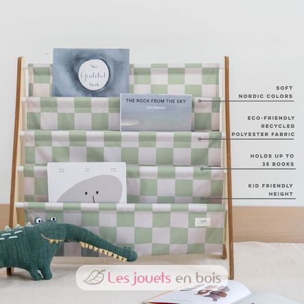 Green checkerboard recycled fabric book rack EFK-107-016-021 3 Sprouts 4