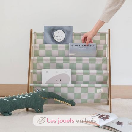 Green checkerboard recycled fabric book rack EFK-107-016-021 3 Sprouts 5
