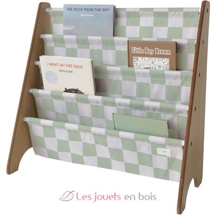Green checkerboard recycled fabric book rack EFK-107-016-021 3 Sprouts 1