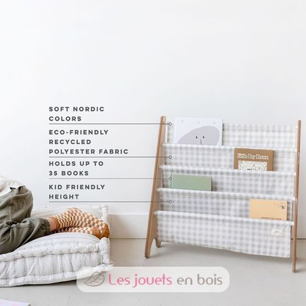 Beige gingham recycled fabric book rack EFK-107-016-017 3 Sprouts 4