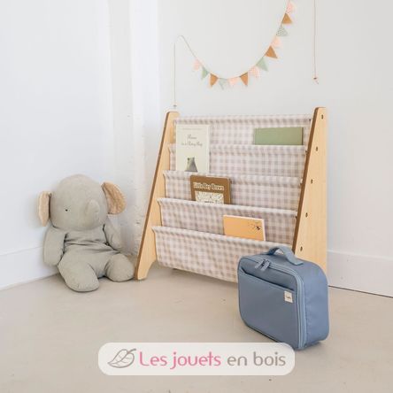 Beige gingham recycled fabric book rack EFK-107-016-017 3 Sprouts 5