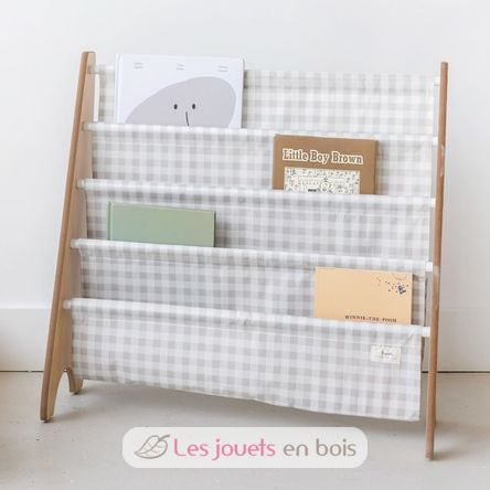 Beige gingham recycled fabric book rack EFK-107-016-017 3 Sprouts 7