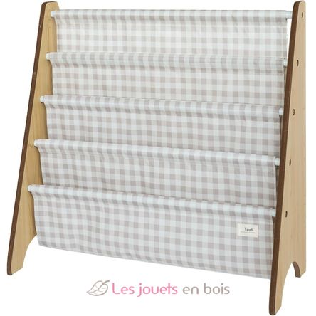 Beige gingham recycled fabric book rack EFK-107-016-017 3 Sprouts 1