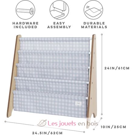 Blue gingham recycled fabric book rack EFK-107-016-018 3 Sprouts 4